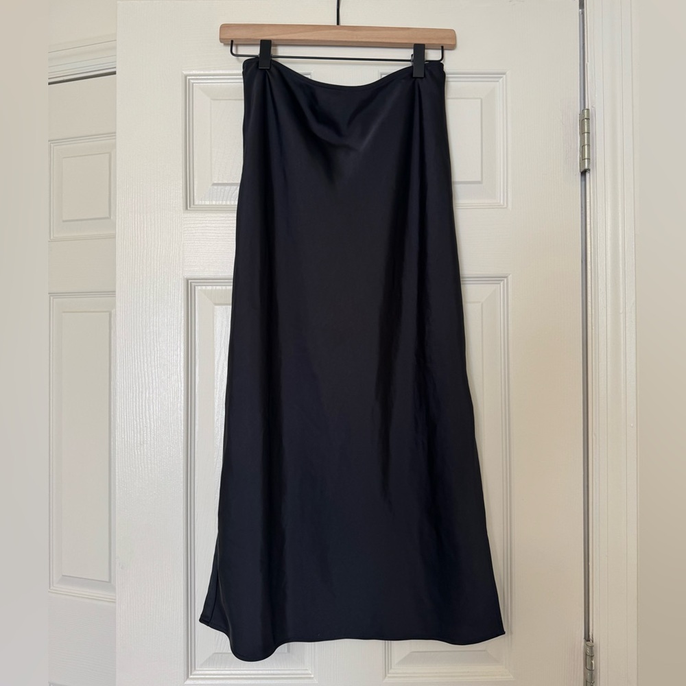 Old Navy Black Maxi Satin Slip Skirt